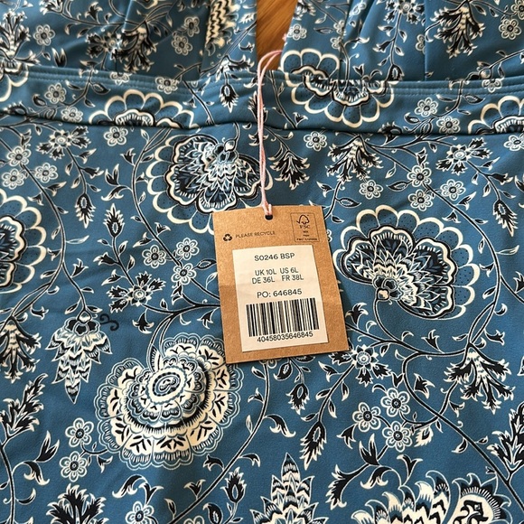 NWT Boden Ithaca paisley blue one piece halter neck swimsuit LONG TORSO sizes - Picture 4 of 5